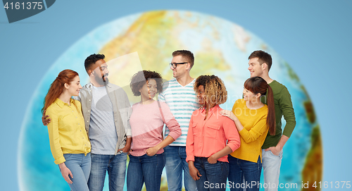 Image of international group of happy smiling people