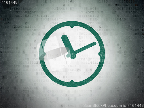 Image of Time concept: Clock on Digital Data Paper background