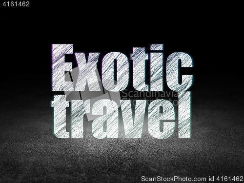 Image of Travel concept: Exotic Travel in grunge dark room