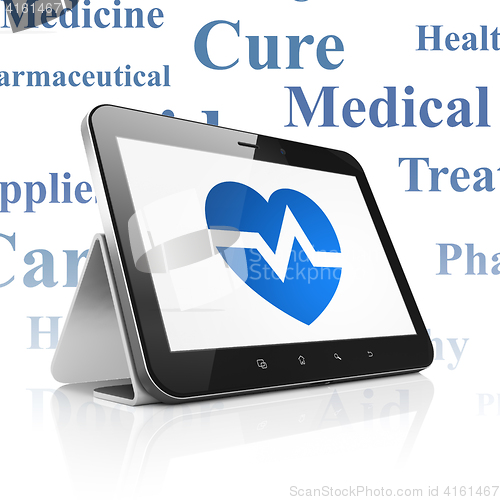 Image of Medicine concept: Tablet Computer with Heart on display