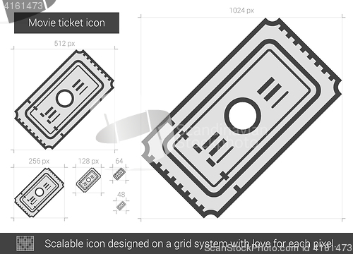 Image of Movie ticket line icon.