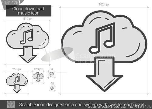 Image of Cloud download music line icon.