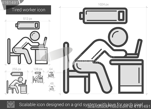 Image of Tired worker line icon.