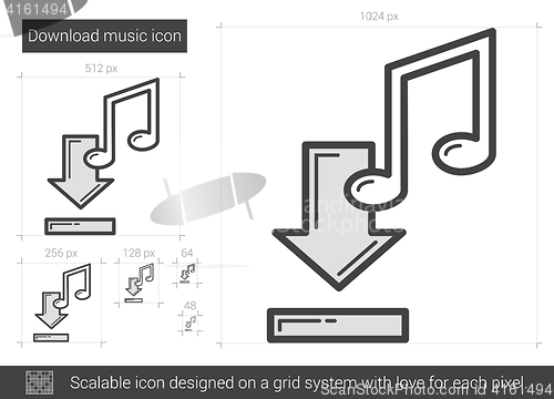 Image of Download music line icon.