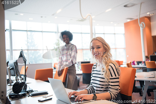 Image of informal business woman working in the office