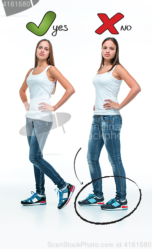 Image of conceptual portrait of two beautiful twin young women