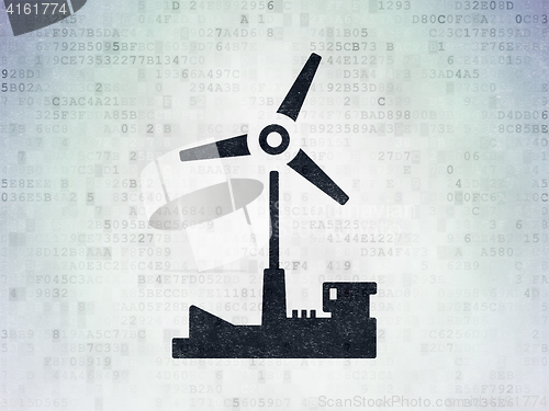 Image of Industry concept: Windmill on Digital Data Paper background