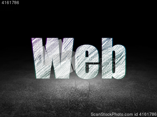 Image of Web development concept: Web in grunge dark room