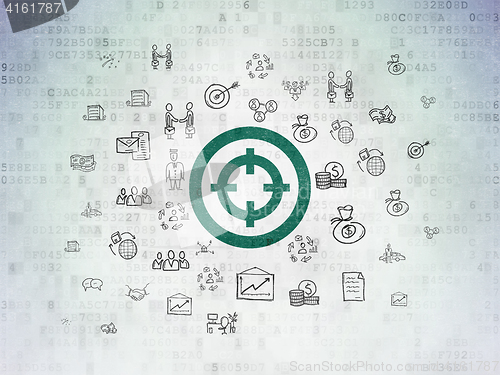 Image of Finance concept: Target on Digital Data Paper background