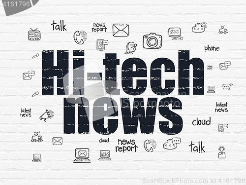 Image of News concept: Hi-tech News on wall background