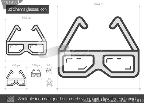 Image of Three d cinema glasses line icon.