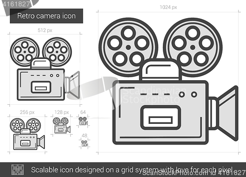 Image of Retro camera line icon.