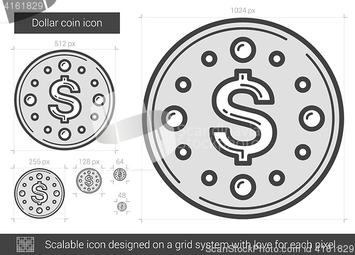 Image of Dollar coin line icon.