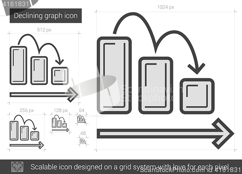 Image of Declining graph line icon.