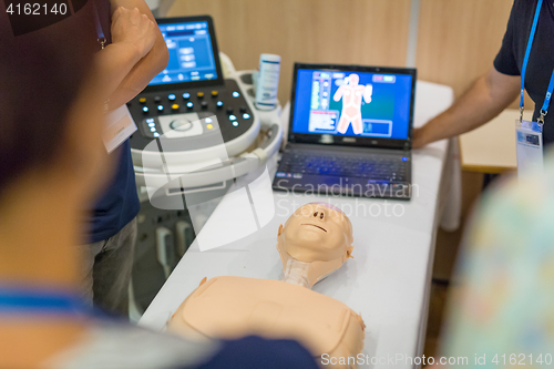 Image of Medical doctors on on advanced ultrasound techniques workshop.