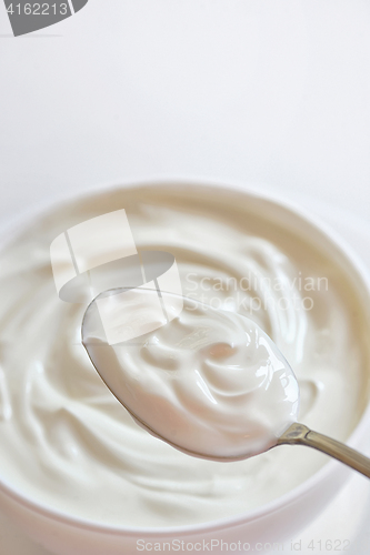 Image of Ceramic bowl of white yogurt