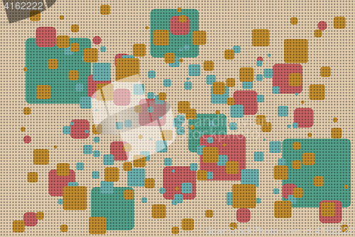 Image of Colored squares brown retro fabric background