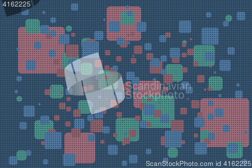 Image of Colored squares retro fabric blue background