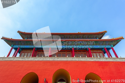 Image of Traditional Chinese building under blue sky