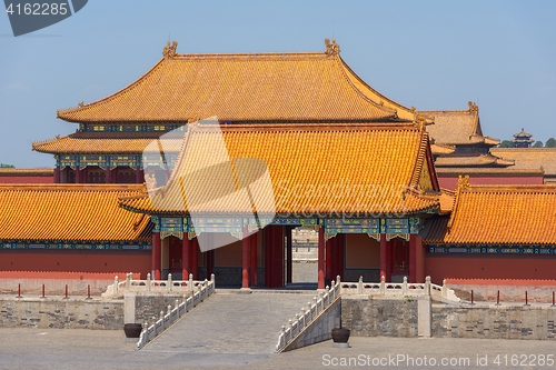 Image of Traditional Chinese building under blue sky