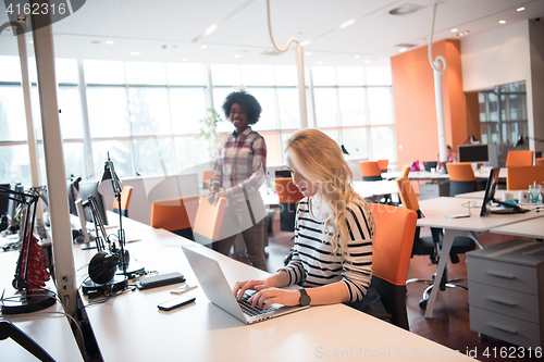 Image of informal business woman working in the office