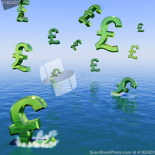 Image of Pounds Falling In The Sea Showing Depression Recession And Econo