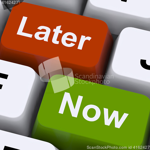 Image of Now Or Later Keys Showing Delay Deadlines And Urgency