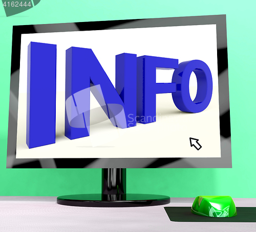 Image of Info Word On Computer Shows Getting Information Online