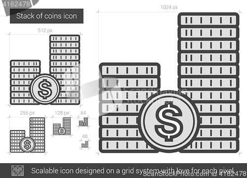 Image of Stack of coins line icon.