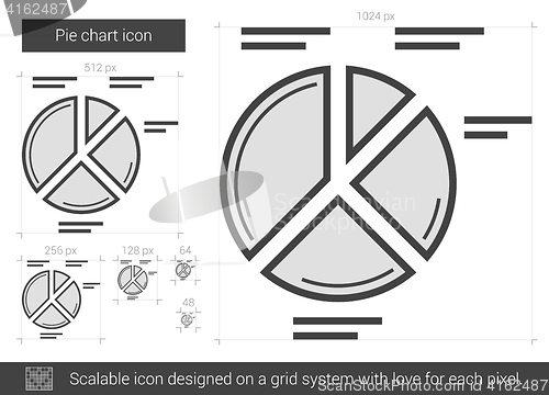 Image of Pie chart line icon.