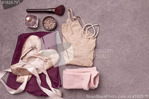 Image of Vintage still Life with roses and Ballet Shoes