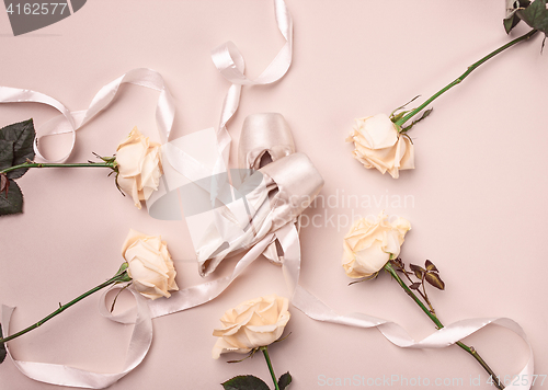 Image of Vintage still Life with roses and Ballet Shoes