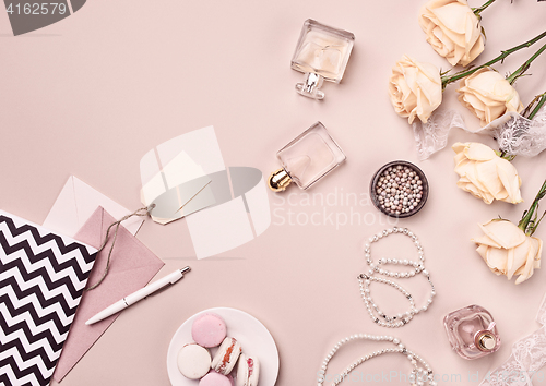 Image of Vintage still Life with roses and Ballet Shoes