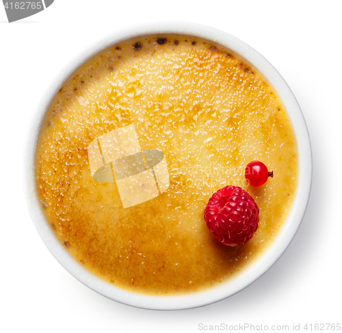 Image of creme brule on white background