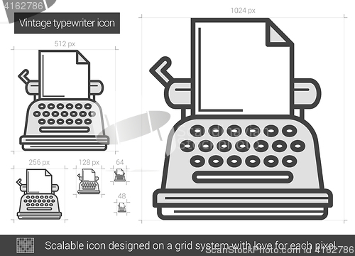 Image of Vintage typewriter line icon.