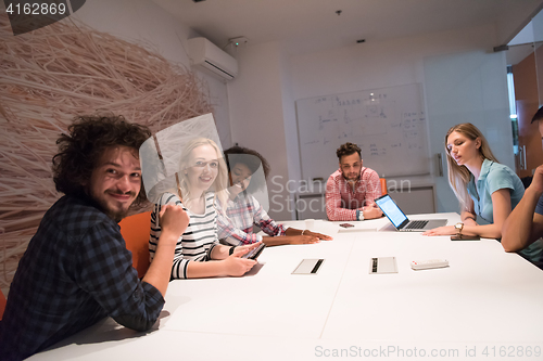 Image of Multiethnic startup business team on meeting