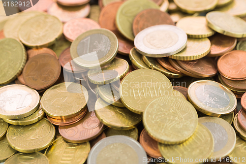 Image of Heap of assorted Euro coins