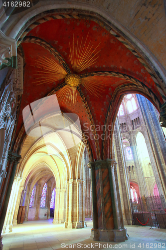 Image of Painted vault with royal sun in cathedral Saint-Etienne de Bourg