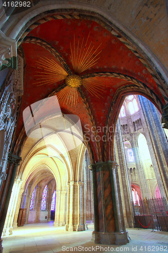 Image of Painted vault with royal sun in cathedral Saint-Etienne de Bourg