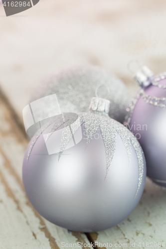 Image of Decorated silver Christmas baubles