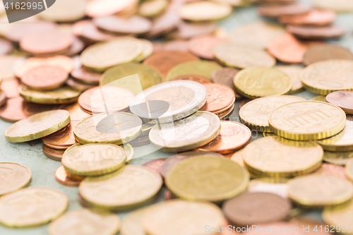 Image of Heap of assorted Euro coins