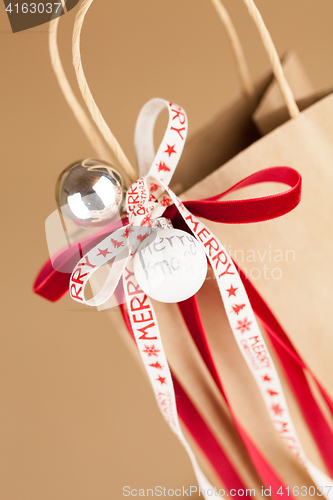 Image of Gift bag with Merry Christmas ribbon