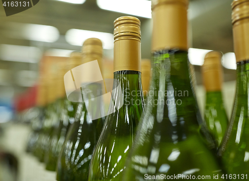 Image of close up of bottles at liquor store