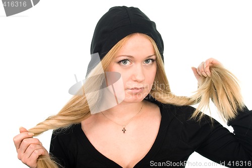 Image of woman in black hood