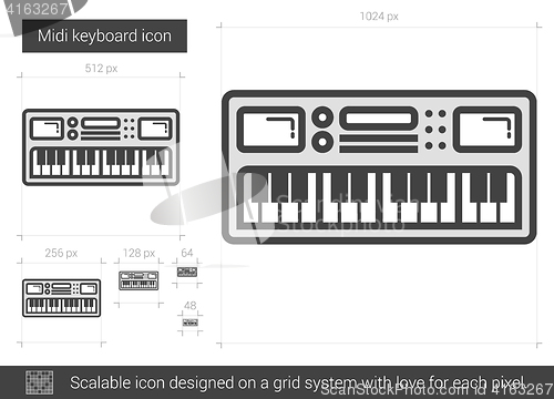 Image of Midi keyboard line icon.