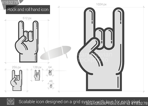 Image of Rock and roll hand line icon.