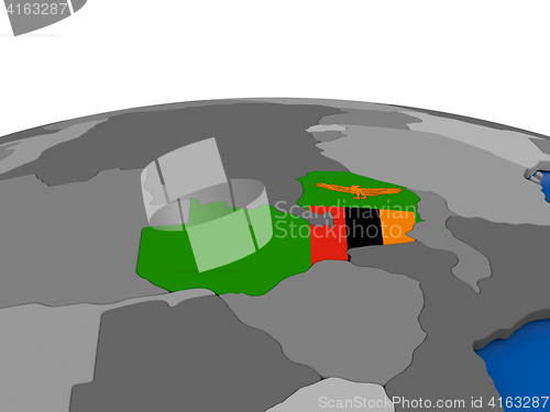 Image of Zambia on 3D globe