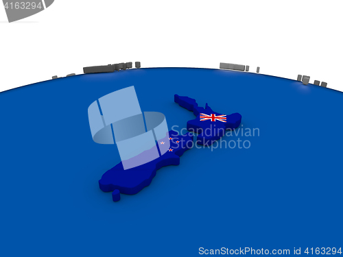 Image of New Zealand on 3D globe