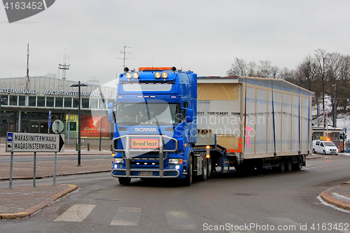 Image of Blue Scania Semi Wide Load Transport