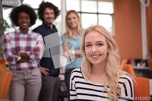 Image of informal business woman working in the office
